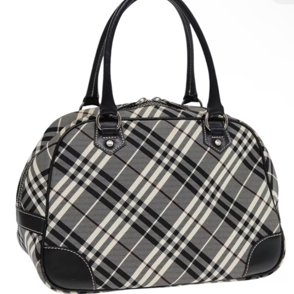 BURBERRY Nova Check Blue Label Hand Bag Nylon Black Silver - EUC - Picture 1 of 13